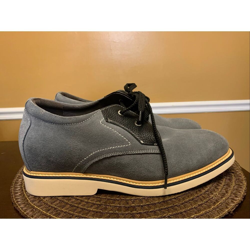 CALTO Y42023 - 2.8 Inches Elevator Height Increase Grey Casual Lace Up Oxford
